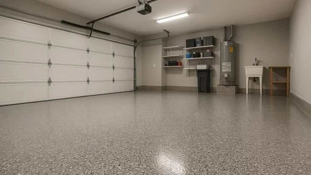 garage epoxy flooring Stockton CA flake system