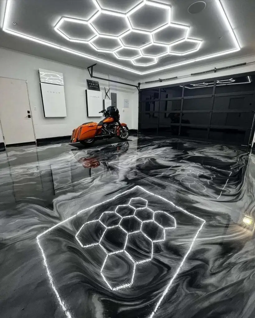 garage epoxy flooring Stockton CA metallic system